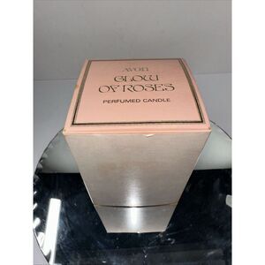 Vintage Avon GLOW OF ROSES PERFUMED CANDLE‎ Frosted Pink Glass NIB